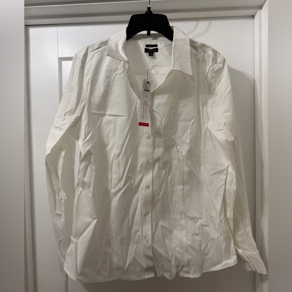 TALBOTS WOMEN’S NON-IRON PERFECT SHIRT - SOLID WHITE